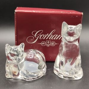 Gorham Cat Salt and Pepper Shaker Set Fine Crystal From Germany - Never Used